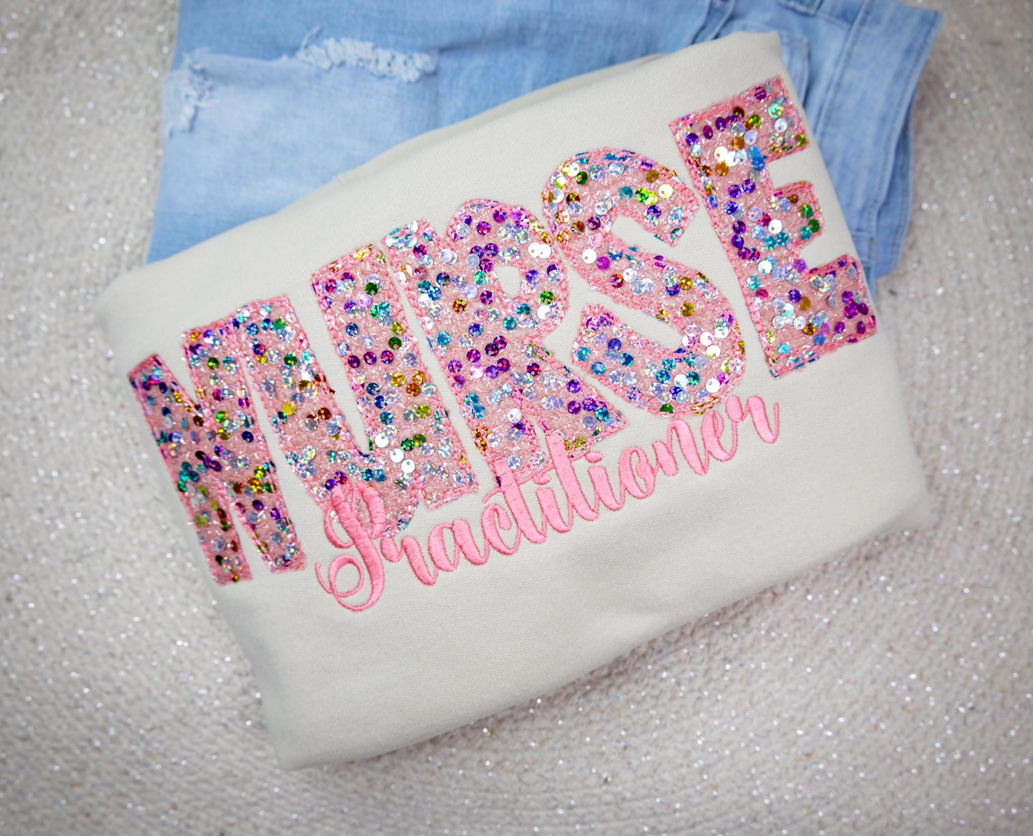 Sequins Nurse Practitioner Sweatshirt